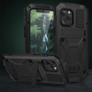 Tempered Glass And Metal Case For iPhone 11 To 15 With Full Screen And Camera Protection | Woodford
