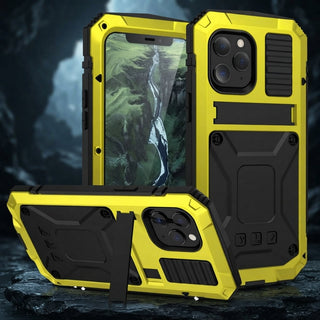 Tempered Glass And Metal Case For iPhone 11 To 15 With Full Screen And Camera Protection | Woodford