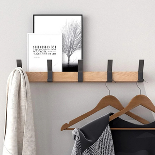 Wood And Aluminum Wall Hanger With Adjustable Hooks And Scandinavian Design | Woodbury