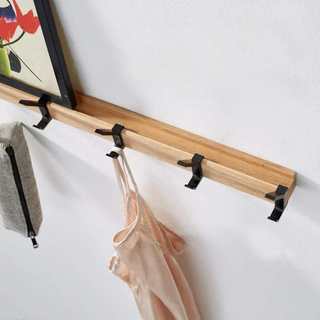 Wood And Aluminum Wall Hanger With Adjustable Hooks And Scandinavian Design | Woodbury