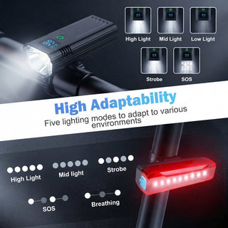 Waterproof Bicycle Light Set With 5 Lighting Modes And USB Rechargeable Front And Rear Lights | Alston
