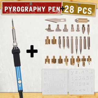 Wood Burning Pen Set With Adjustable Temperature And 28 Tips For Hobby Crafts | Aldrich
