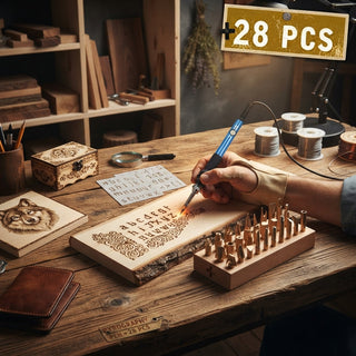 Wood Burning Pen Set With Adjustable Temperature And 28 Tips For Hobby Crafts | Aldrich