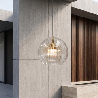 Modern Globe Pendant Light Clear & Amber | Vesta