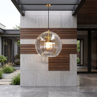 Modern Globe Pendant Light Clear & Amber | Vesta