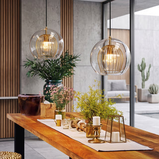 Modern Globe Pendant Light Clear & Amber | Vesta