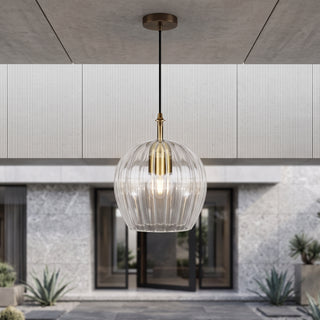 Modern Globe Pendant Light Clear & Amber | Vesta