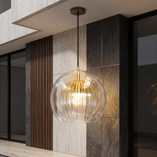 Modern Globe Pendant Light Clear & Amber | Vesta