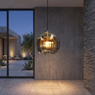 Modern Globe Pendant Light Clear & Amber | Vesta