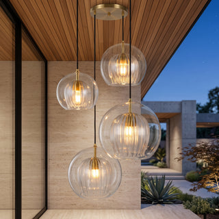Modern Globe Pendant Light Clear & Amber | Vesta