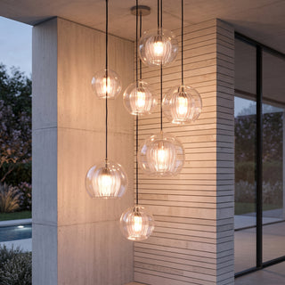 Modern Globe Pendant Light Clear & Amber | Vesta
