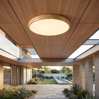 Modern Wood Grain Round Ceiling Light | Lumora