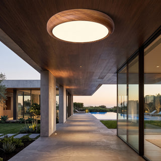 Modern Wood Grain Round Ceiling Light | Lumora