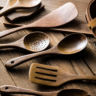 Natural Wooden Kitchen Utensil Set with Holder | Orivexa