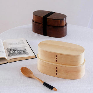 Two Tier Wooden Lunch Box with Accessories | Oakridge