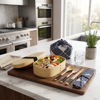Two Tier Wooden Lunch Box with Accessories | Oakridge