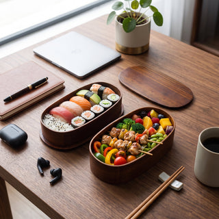 Two Tier Wooden Lunch Box with Accessories | Oakridge