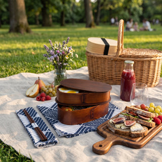 Two Tier Wooden Lunch Box with Accessories | Oakridge