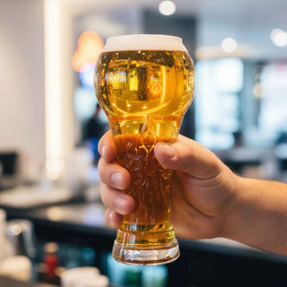 Football Trophy Beer Glass Drinking Mug | Sterling