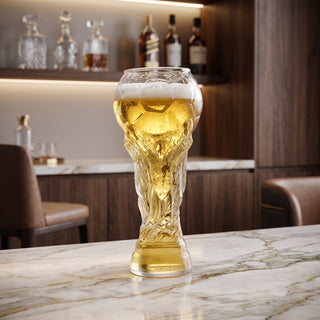 Football Trophy Beer Glass Drinking Mug | Sterling