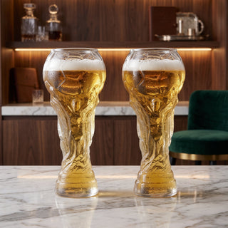 Football Trophy Beer Glass Drinking Mug | Sterling
