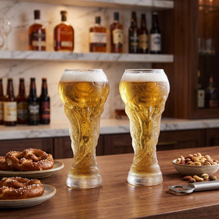 Football Trophy Beer Glass Drinking Mug | Sterling