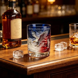 Handcrafted Eagle Whiskey Glass Rotating Drinking Tumbler | Carter