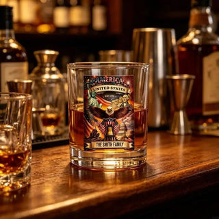 Handcrafted Eagle Whiskey Glass Rotating Drinking Tumbler | Carter