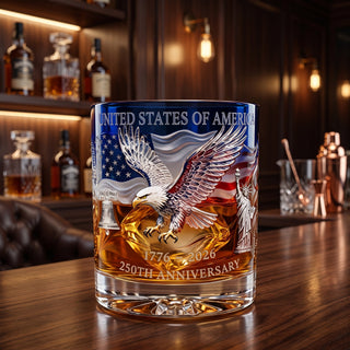Handcrafted Eagle Whiskey Glass Rotating Drinking Tumbler | Carter