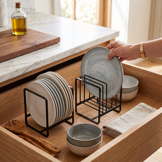Multi Tier Metal Kitchen Plate Storage Rack Organizer | Franklin