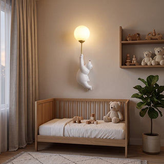 Cartoon Polar Bear LED Wall Light with Playful Nordic Style | BrightNest