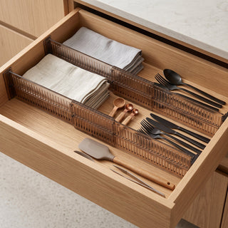 Adjustable Bamboo Drawer Organizer Dividers Set | Willowmere