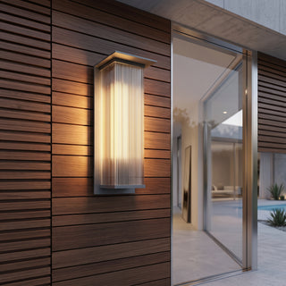 Modern Ribbed Glass Waterproof Outdoor LED Wall Light | EverBright