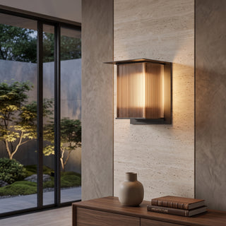 Modern Ribbed Glass Waterproof Outdoor LED Wall Light | EverBright