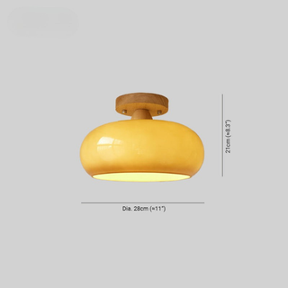 Vintage Amber Glass Semi Flush Mount Ceiling Light | Elowen