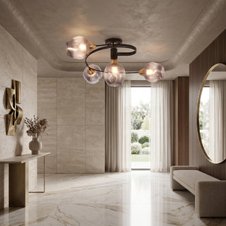 Vintage Glass Globe Semi Flush Ceiling Chandelier Light | Caldorin