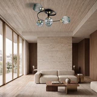 Vintage Glass Globe Semi Flush Ceiling Chandelier Light | Caldorin