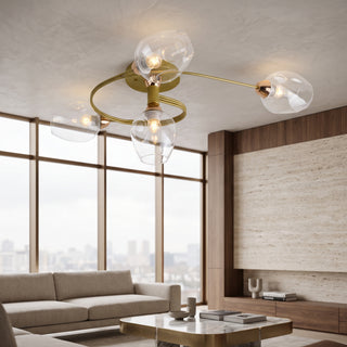 Vintage Glass Globe Semi Flush Ceiling Chandelier Light | Caldorin