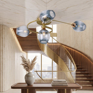 Vintage Glass Globe Semi Flush Ceiling Chandelier Light | Caldorin