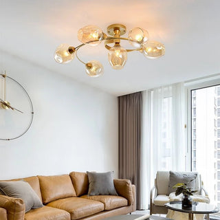 Vintage Glass Globe Semi Flush Ceiling Chandelier Light | Caldorin