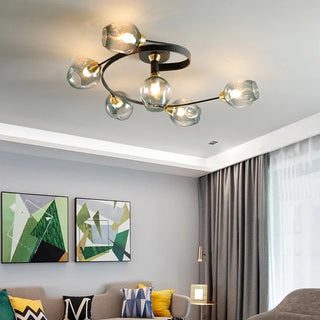 Vintage Glass Globe Semi Flush Ceiling Chandelier Light | Caldorin