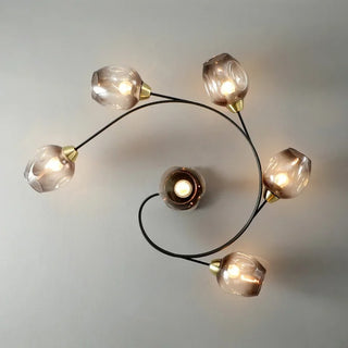 Vintage Glass Globe Semi Flush Ceiling Chandelier Light | Caldorin