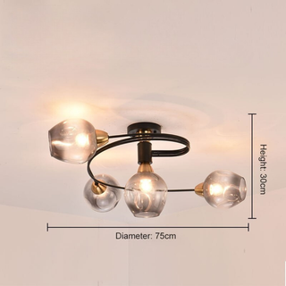 Vintage Glass Globe Semi Flush Ceiling Chandelier Light | Caldorin
