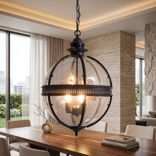 Vintage Globe Glass Hanging Chandelier Ceiling Light Fixture | Crestova