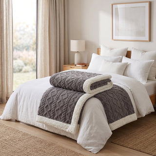Reversible Winter Quilted Sherpa Blanket Throw | Wescott