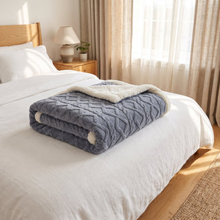 Reversible Winter Quilted Sherpa Blanket Throw | Wescott