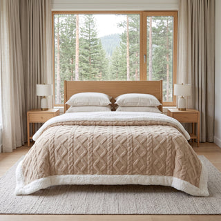 Reversible Winter Quilted Sherpa Blanket Throw | Wescott