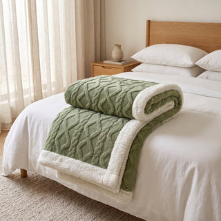 Reversible Winter Quilted Sherpa Blanket Throw | Wescott