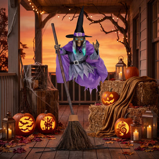 Flying Halloween Witch Decoration With Light Effects | Glenwood