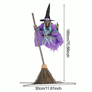 Flying Halloween Witch Decoration With Light Effects | Glenwood